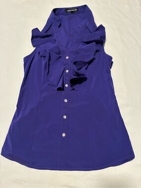 Express Deep Purple Ruffle Button-Front Sleeveless Blouse